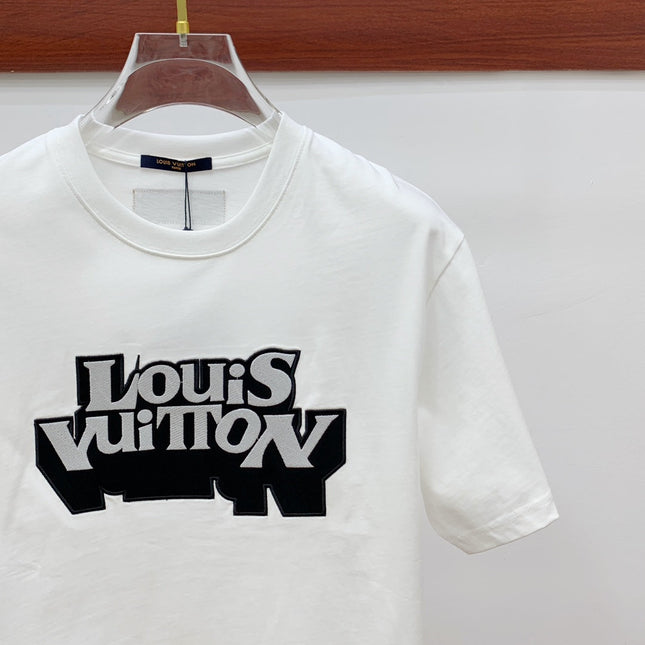 LV T-SHIRT EMBROIDERED LOGO IN WHITE COTTON 238878