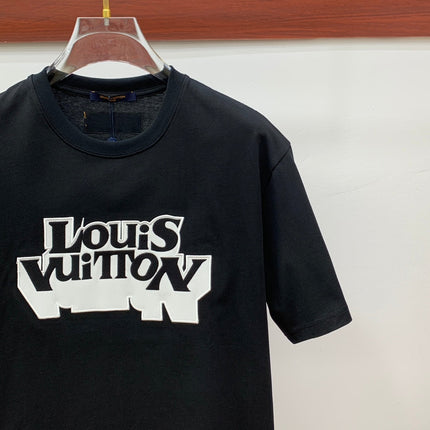 LV T-SHIRT EMBROIDERED LOGO IN BLACK COTTON 238879