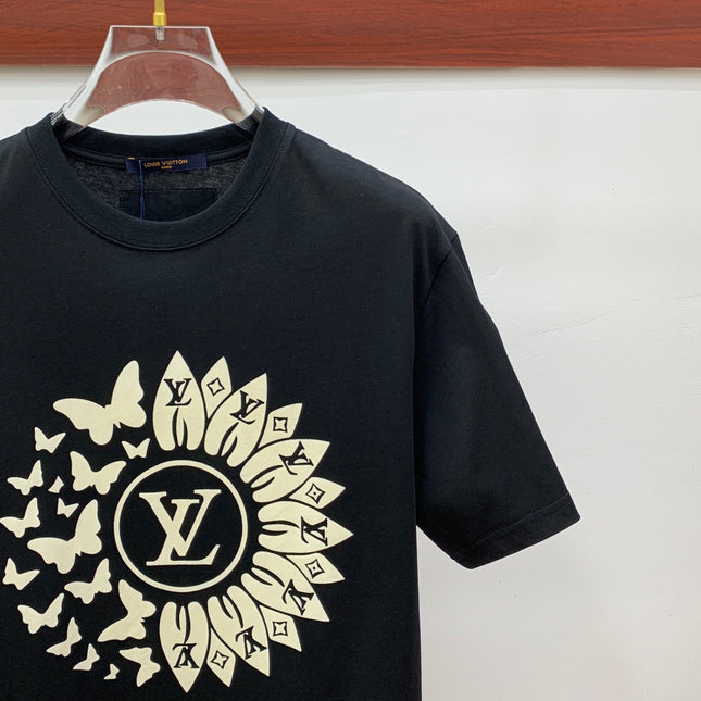 LV T-SHIRT IN BLACK PURE COTTON CLASSIC LOGO PATTERN 238881