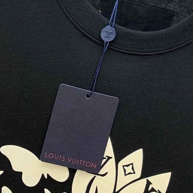 LV T-SHIRT IN BLACK PURE COTTON CLASSIC LOGO PATTERN 238881