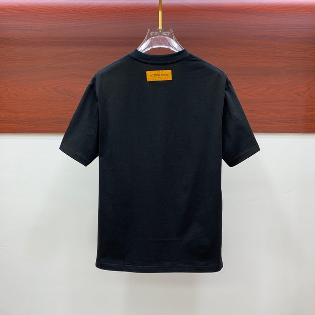 LV T-SHIRT IN BLACK PURE COTTON CLASSIC LOGO PATTERN 238881