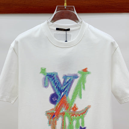 LV T-SHIRT STYLIZED LOGO IN WHITE COTTON 238874