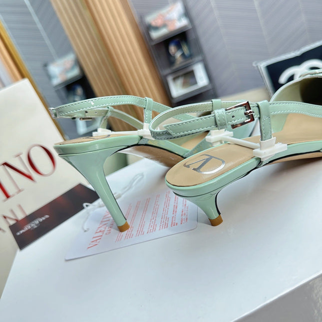 VLOGO SLINGBACK PUMP IN POWDER BLUE CALFSKIN LEATHER