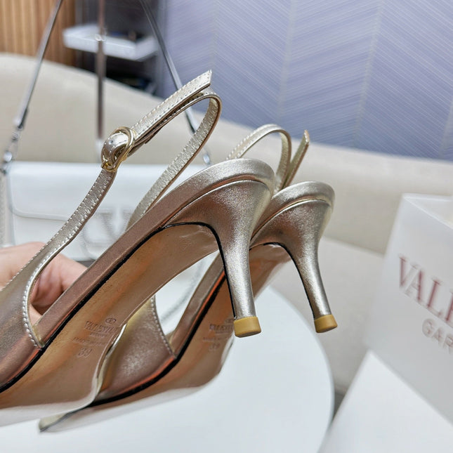 HIGH SLINGBACK 60MM IN GOLD CALFSKIN