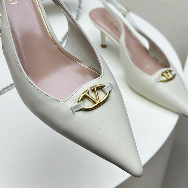HIGH SLINGBACK 60MM IN WHITE CALFSKIN