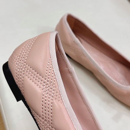 VLTN CLASSIC BALLET FLATS 25S IN NUDE PINK CALFSKIN WITH BOW