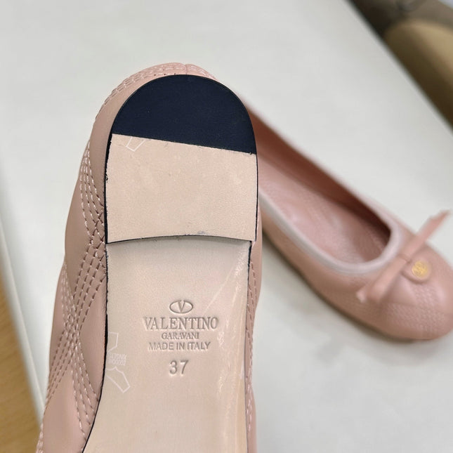 VLTN CLASSIC BALLET FLATS 25S IN NUDE PINK CALFSKIN WITH BOW