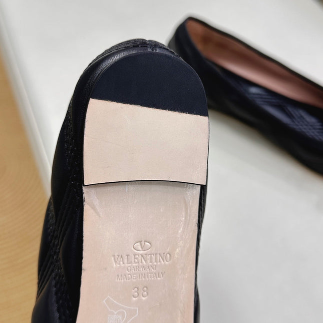 VLTN CLASSIC BALLET FLATS 25S IN BLACK CALFSKIN WITH BOW