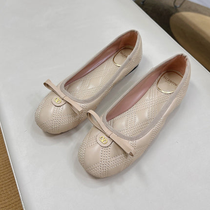 VLTN CLASSIC BALLET FLATS 25S IN LIGHT BEIGE CALFSKIN WITH BOW