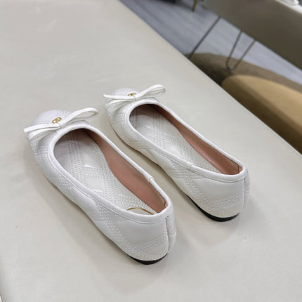 VLTN CLASSIC BALLET FLATS 25S IN WHITE CALFSKIN WITH BOW
