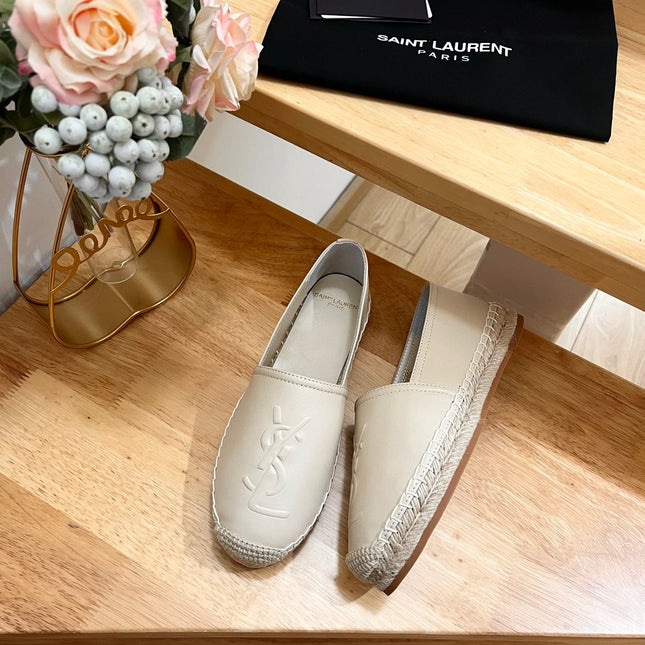 SL YVES EMBOSSED LOGO SLIP ON CREAMY WHITE CALFSKIN