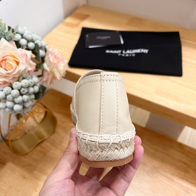 SL YVES EMBOSSED LOGO SLIP ON CREAMY WHITE CALFSKIN