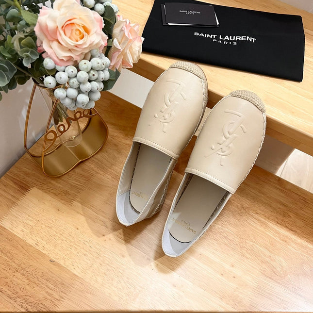 SL YVES EMBOSSED LOGO SLIP ON CREAMY WHITE CALFSKIN