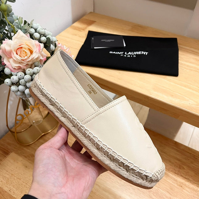 SL YVES EMBOSSED LOGO SLIP ON CREAMY WHITE CALFSKIN