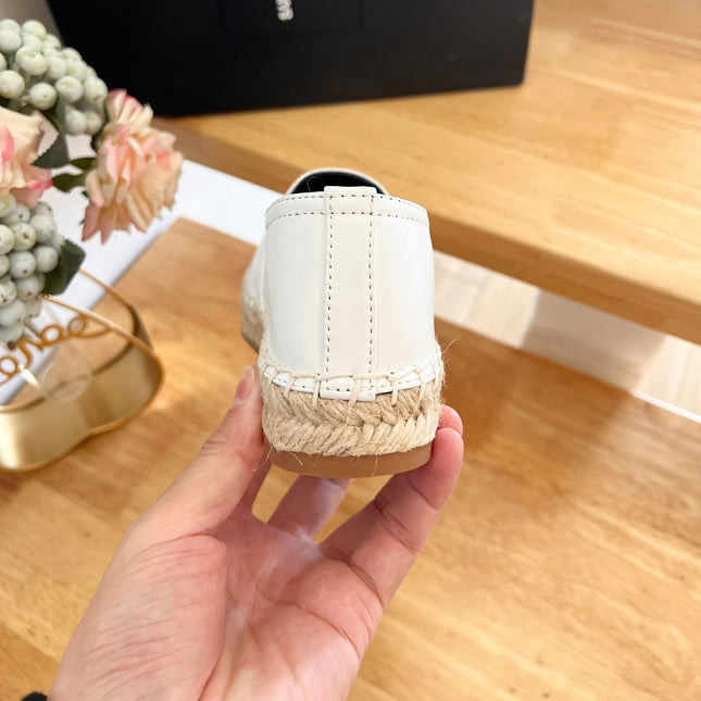 SL YVES EMBOSSED LOGO SLIP ON WHITE AND BLACK CALFSKIN