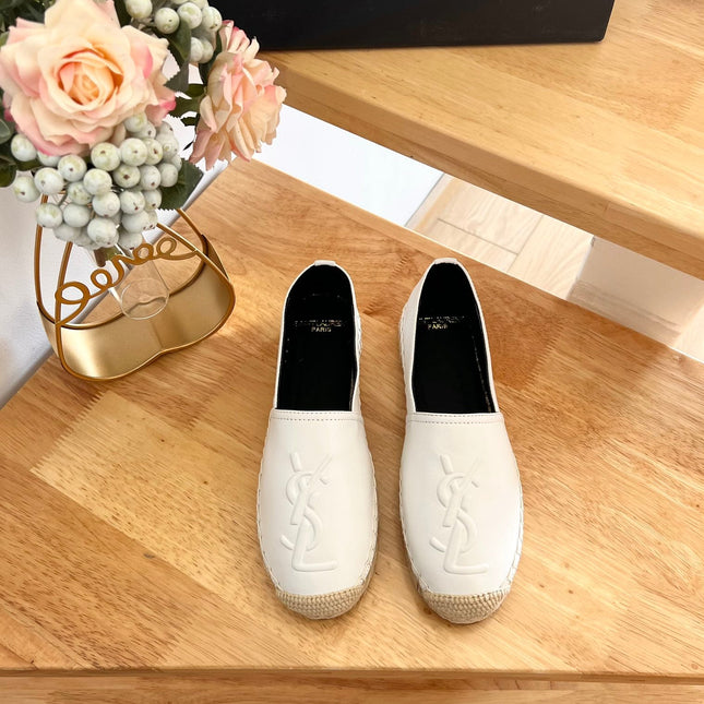 SL YVES EMBOSSED LOGO SLIP ON WHITE AND BLACK CALFSKIN