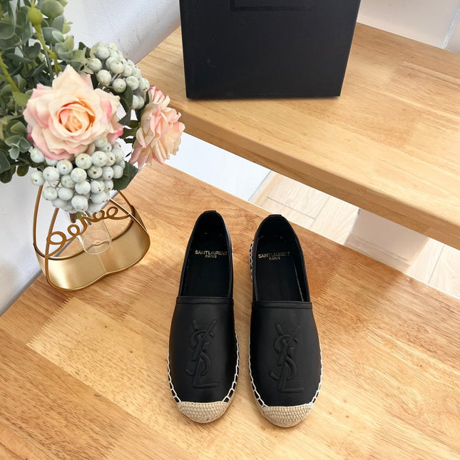 SL YVES EMBOSSED LOGO SLIP ON BLACK CALFSKIN