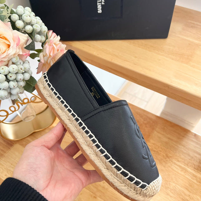 SL YVES EMBOSSED LOGO SLIP ON BLACK CALFSKIN