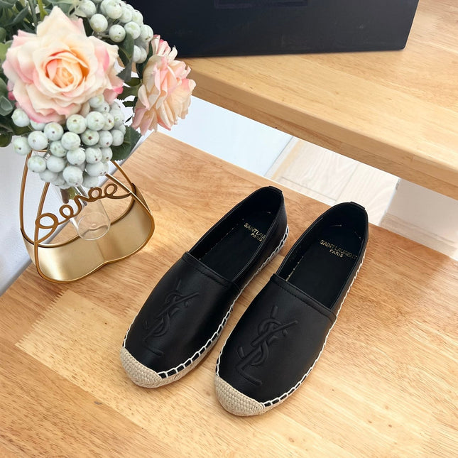 SL YVES EMBOSSED LOGO SLIP ON BLACK CALFSKIN