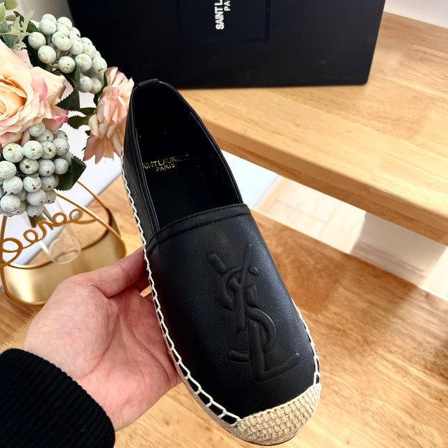 SL YVES EMBOSSED LOGO SLIP ON BLACK CALFSKIN