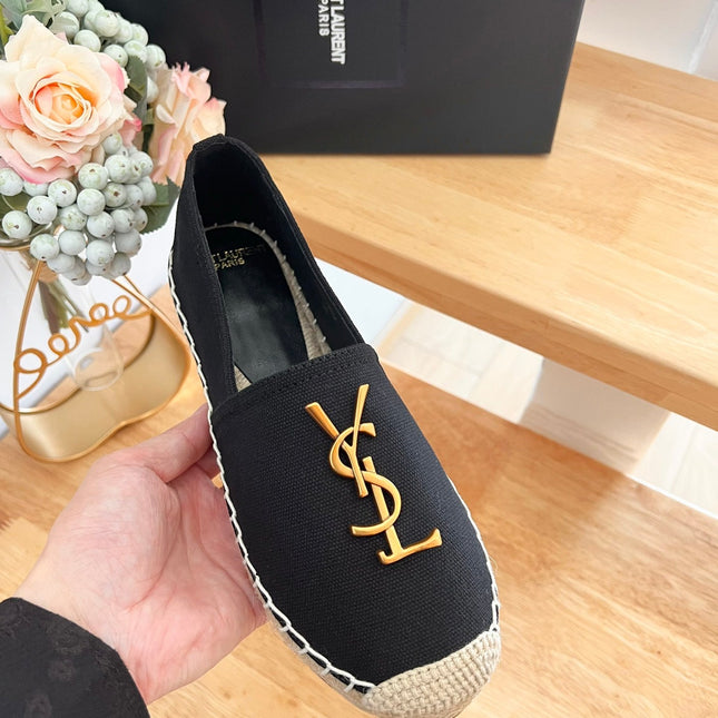 SL YVES LOGO SLIP ON BLACK CANVAS