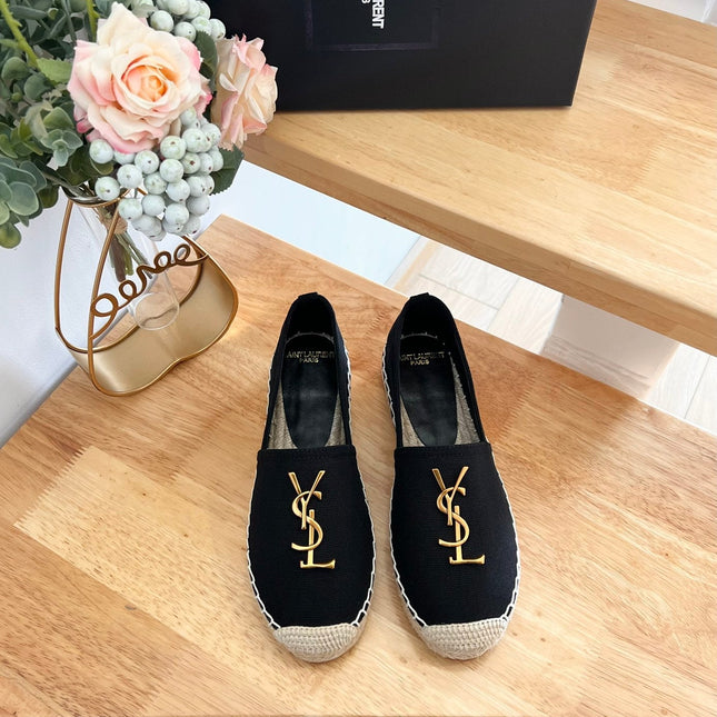 SL YVES LOGO SLIP ON BLACK CANVAS