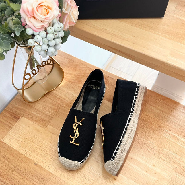 SL YVES LOGO SLIP ON BLACK CANVAS