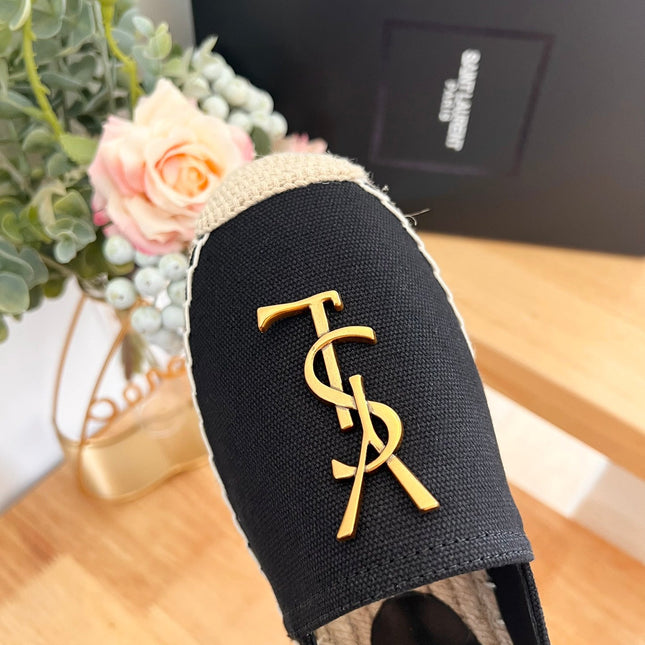 SL YVES LOGO SLIP ON BLACK CANVAS