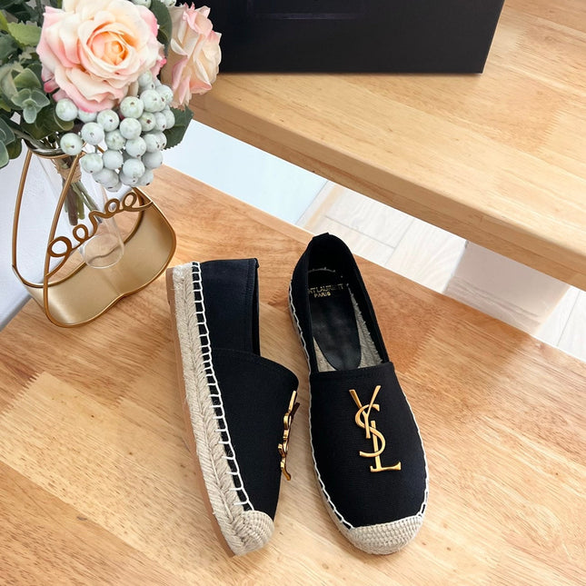 SL YVES LOGO SLIP ON BLACK CANVAS