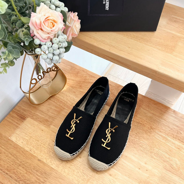 SL YVES LOGO SLIP ON BLACK CANVAS