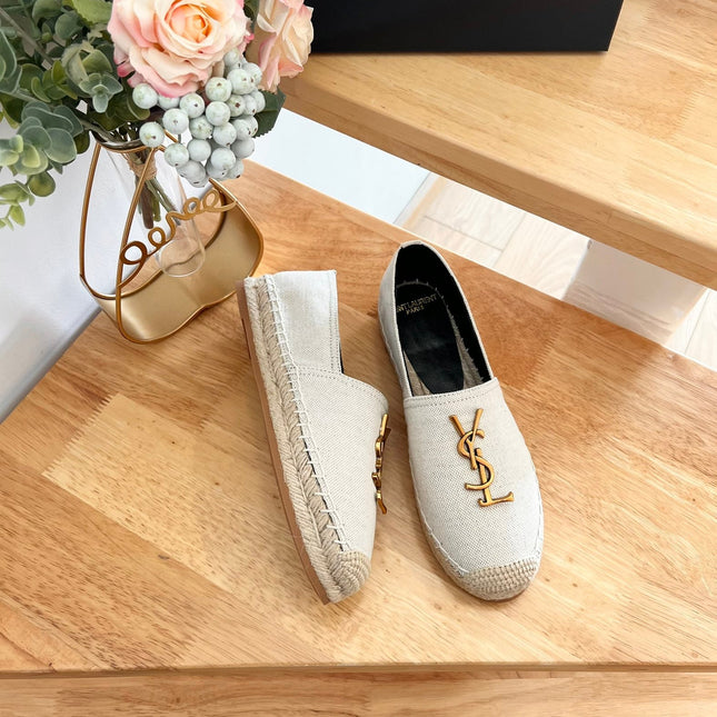 SL YVES LOGO SLIP ON CREAMY WHITE CANVAS