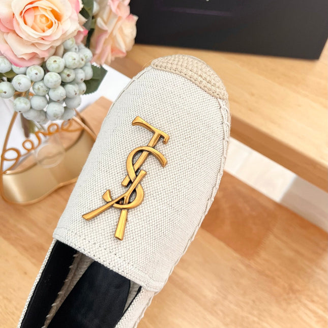 SL YVES LOGO SLIP ON CREAMY WHITE CANVAS