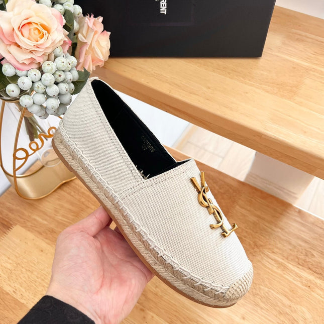 SL YVES LOGO SLIP ON CREAMY WHITE CANVAS