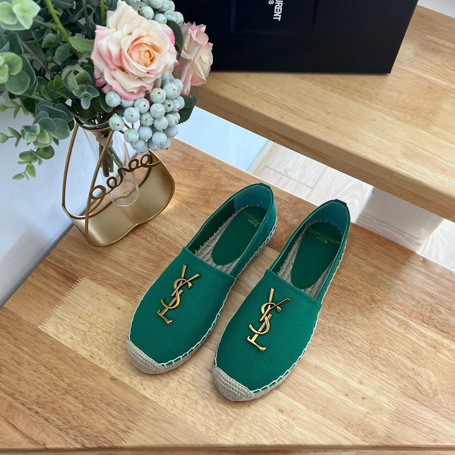 SL YVES LOGO SLIP ON DARK GREEN CANVAS