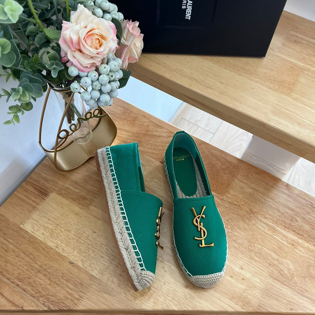 SL YVES LOGO SLIP ON DARK GREEN CANVAS