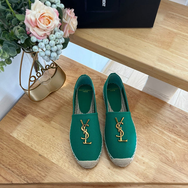SL YVES LOGO SLIP ON DARK GREEN CANVAS