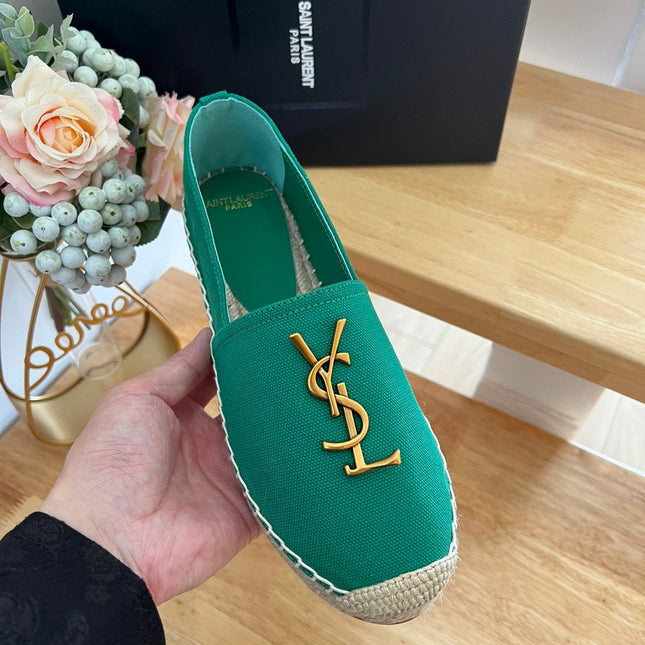 SL YVES LOGO SLIP ON DARK GREEN CANVAS