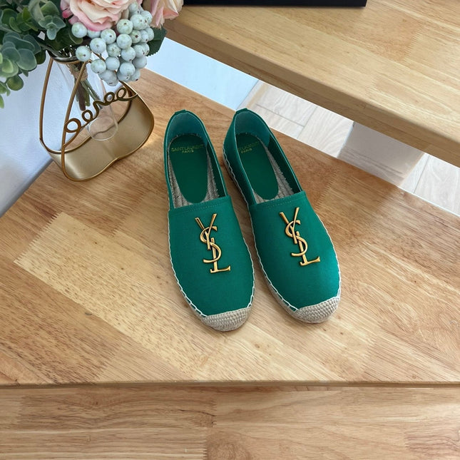 SL YVES LOGO SLIP ON DARK GREEN CANVAS