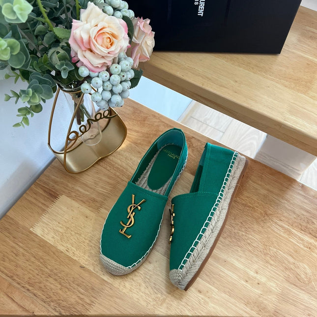 SL YVES LOGO SLIP ON DARK GREEN CANVAS