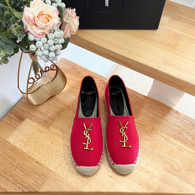 SL YVES LOGO SLIP ON RED CANVAS