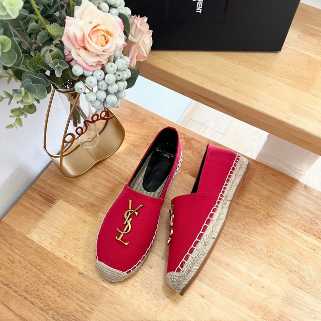 SL YVES LOGO SLIP ON RED CANVAS