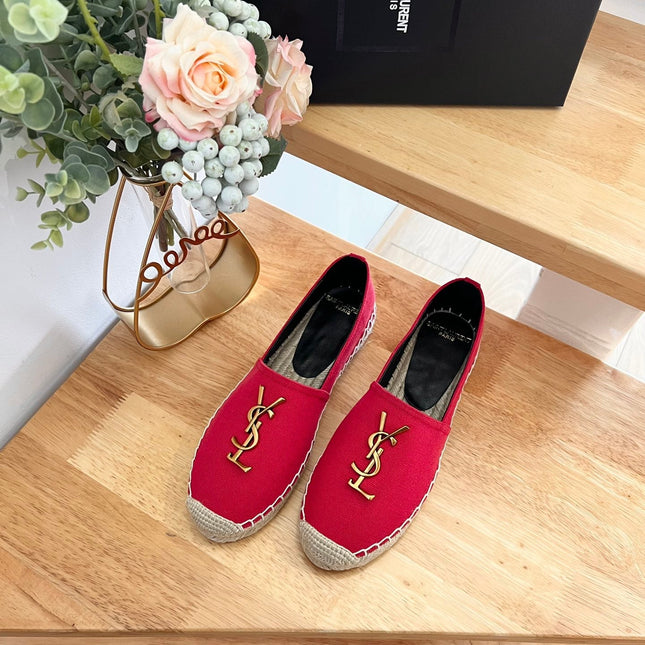 SL YVES LOGO SLIP ON RED CANVAS