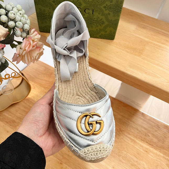 GG  Crochet platform Espadrilles Silver