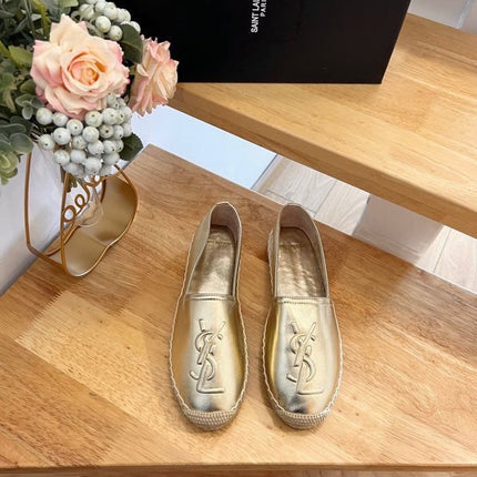 SL YVES EMBOSSED LOGO SLIP ON GOLD CALFSKIN