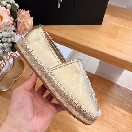 SL YVES EMBOSSED LOGO SLIP ON GOLD CALFSKIN