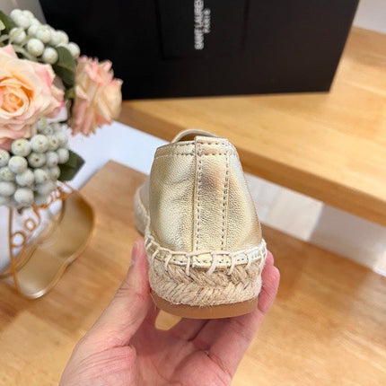 SL YVES EMBOSSED LOGO SLIP ON GOLD CALFSKIN