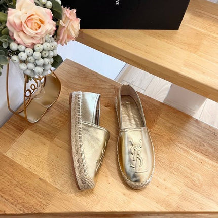 SL YVES EMBOSSED LOGO SLIP ON GOLD CALFSKIN