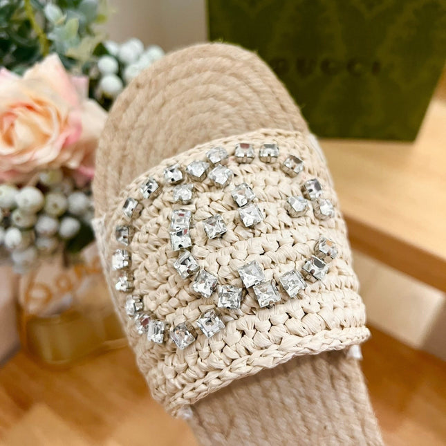 GG  Casual Style Logo Sandals Beige