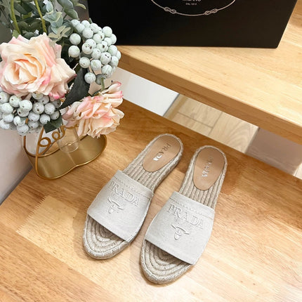 Pra Slide 20 Beige Velvet Sole Raffia