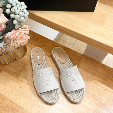 Pra Slide 20 Beige Velvet Sole Raffia